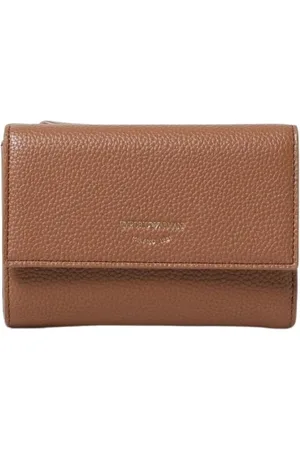 Emporio Armani Tilbehør, Dame, Brun, ONE SIZE, Læder, Klassisk Sort TriFold Læder Pung