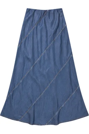 Munthe Nederdel, Dame, Blå, XL, Denim, Denim Nederdel med Elastik Talje