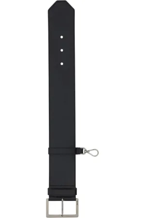 Prada Tilbehør, Dame, Sort, ONE SIZE, Læder, Elegant Metal Spænde Læderbælte