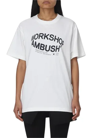 AMBUSH Top, Dame, Hvid, S, Bomuld, Kurvet Tekst Tee til Kvinder