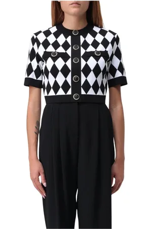 Balmain Strik, Dame, Sort, M, Uld, Luksuriøs Sort Strik Cardigan Sweater