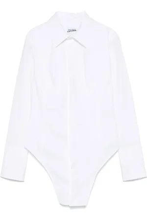Jean Paul Gaultier Top, Dame, Hvid, S, Bomuld, Hvid bomuldsskjorte med kropsdetalje