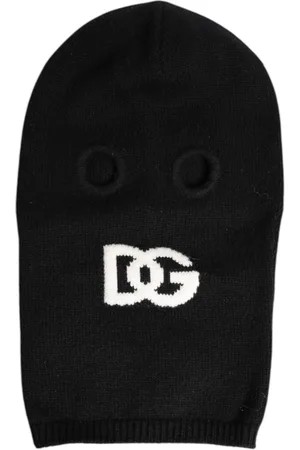 Dolce & Gabbana Tilbehør, Dame, Sort, ONE SIZE, Cashmere, Sort Cashmere Strikket Ski Maske Balaclava Hat