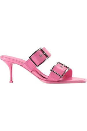 Alexander McQueen Sko, Dame, Lyserød, 38 1/2 EU, Læder, Rosa Punk Dobbeltspænde Stiletto Mules