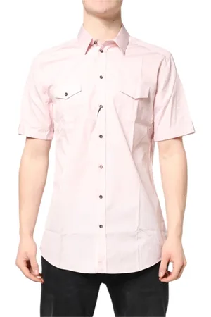 Dolce & Gabbana Skjorte, Herre, Lyserød, 2XL, Bomuld, Rosa Bomuld Afslappet Skjorte Guld