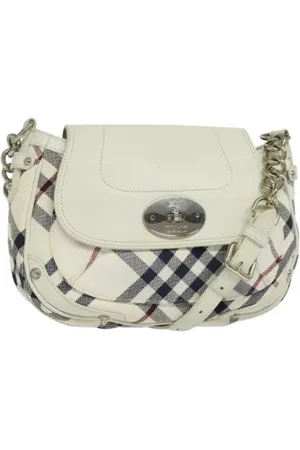 Burberry Pre-owned, Dame, Hvid, ONE SIZE, Uld, Pre-owned Canvas skuldertasker