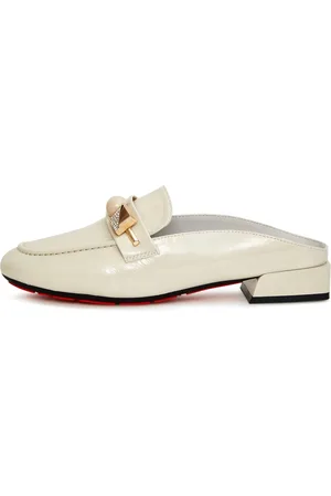 CESARE GASPARI Sko, Dame, Hvid, 37 EU, Læder, Glossy Charm Mules