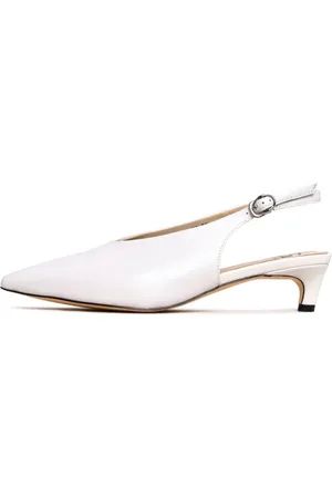 CESARE GASPARI Sko, Dame, Hvid, 41 EU, Læder, Minimalist Slingback Kitten Heels - Hvid