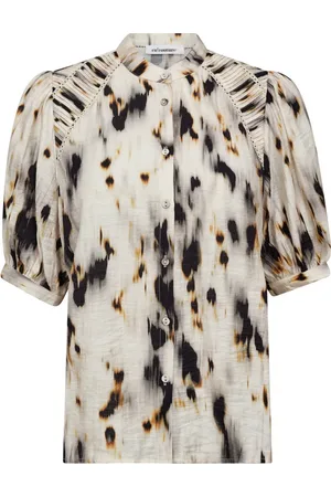 Co`Couture Bluser & Skjorter, Dame, Flerfarvet, XL, Uld, Feminin Abstrakt Print Skjortebluse