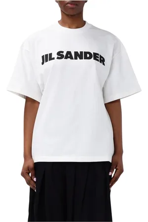 Jil Sander Top, Dame, Hvid, XS, Bomuld, Gul Creme Tee Afslappet Pasform