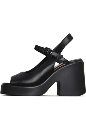 CESARE GASPARI Sko, Dame, Sort, 39 EU, Læder, Chunky Platform Sandaler - Sort
