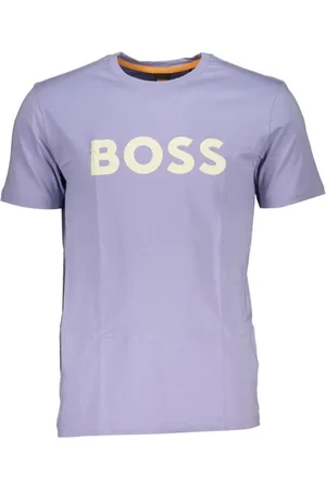 HUGO BOSS Top, Herre, Lilla, 3XL, Bomuld, Lilla Crew Neck T-shirt med slående print