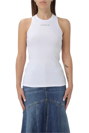 Pinko Top, Dame, Hvid, XS, Bomuld, Hvid Ribbet Tank Top