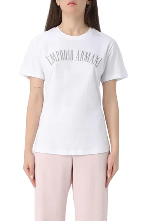 Emporio Armani Top, Dame, Hvid, S, Bomuld, Hvidt Logo T-Shirt