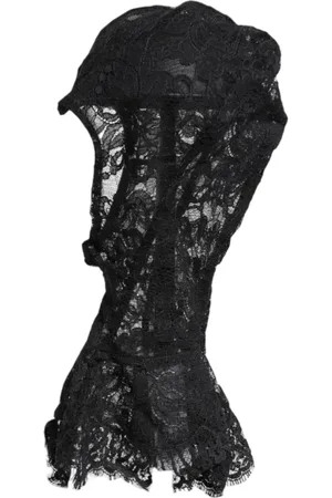 Dolce & Gabbana Tilbehør, Dame, Sort, 57 CM, Nylon, Sort Blomstret Blonde Balaclava Hat