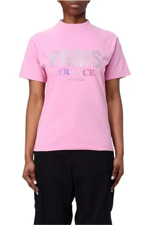 Balenciaga Top, Dame, Lyserød, XS, Bomuld, Paris Rhinestone Tee Chic Kvinder