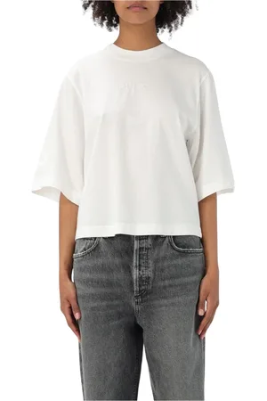 Pinko Top, Dame, Hvid, XS, Bomuld, Sort kortærmet T-shirt