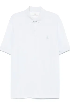 Brunello Cucinelli Top, Herre, Hvid, L, Bomuld, Luksuriøs kortærmet polo