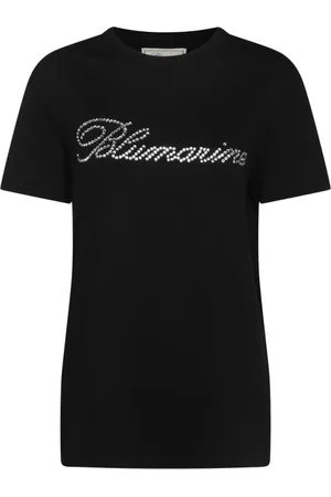 BLUMARINE Top, Dame, Sort, XS, Bomuld, Sort Bomuldst-shirt med Logo