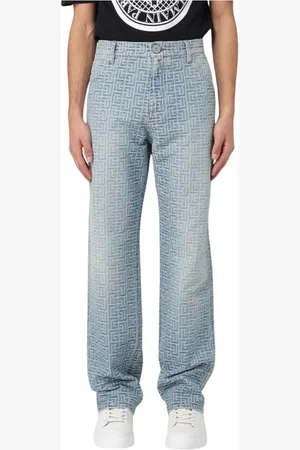 Balmain Jeans, Herre, Blå, W33, Bomuld, Græsk Nøglemønster Jeans