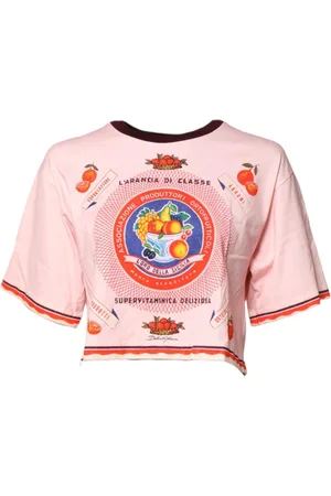 Dolce & Gabbana Top, Dame, Lyserød, XS, Bomuld, Rosa Logo Print Bomuld Cropped Top