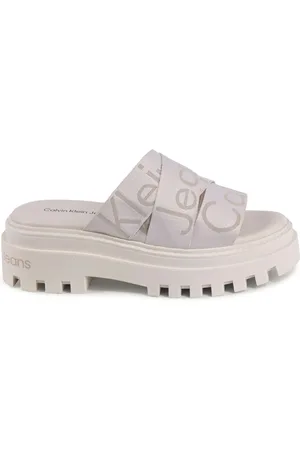 Calvin Klein Sko, Dame, Flerfarvet, 38 EU, Polyester, Hvide Kile Sandaler Mode