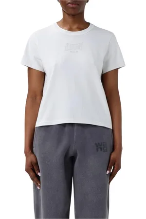Alexander Wang Top, Dame, Hvid, M, Bomuld, Sort Crew Neck Tee Shirt