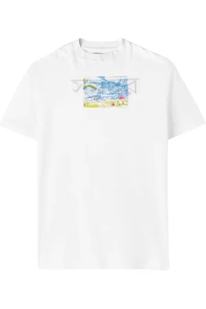 PAURA Top, Dame, Hvid, XL, Bomuld, Dobbeltsidet Strand Scene Grafisk Tee
