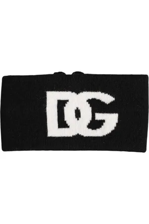 Dolce & Gabbana Tilbehør, Herre, Hvid, ONE SIZE, Sort Hvid Strikket Pandebånd Hat
