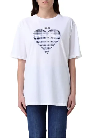 Liu Jo Top, Dame, Hvid, M, Bomuld, Hjerte Print T-shirt Afslappet Stil