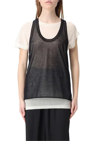 Pinko Top, Dame, Sort, L, Uld, Sort Strik Tank Top