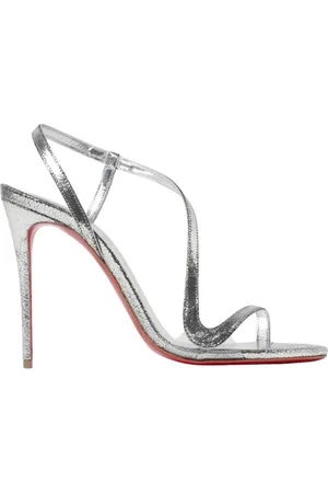 Christian Louboutin Sko, Dame, Grå, 36 EU, Sølv Stilet Sandaler