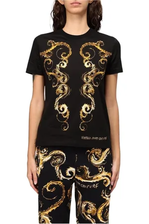 VERSACE Top, Dame, Sort, S, Bomuld, Barok Print T-shirt til kvinder