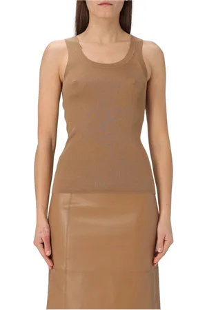 Max Mara Top, Dame, Brun, L, Cashmere, Luksuriøs Ribbet Cashmere Tank Top