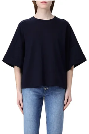 Dondup Top, Dame, Blå, L, Uld, Blå kortærmet top