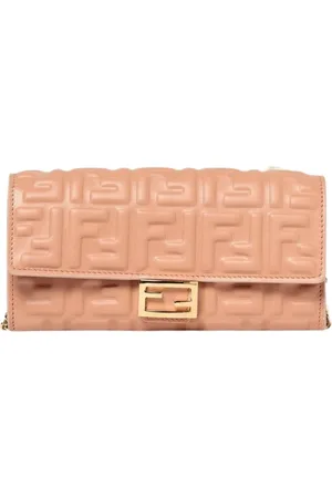 Fendi Tilbehør, Dame, Lyserød, ONE SIZE, Læder, Rosa Læder Pung på Kæde
