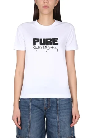 Stella McCartney Top, Dame, Hvid, L, Bomuld, Logo T-shirt med halskæde