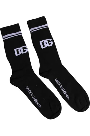 Dolce & Gabbana Undertøj, Herre, Sort, M, Bomuld, Sort Logo Mid-Calf Bomuldssokker