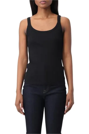 Dolce & Gabbana Top, Dame, Sort, 2XS, Bomuld, Elegant Ribbet Tank Top