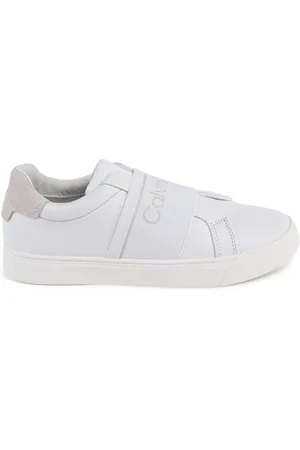 Calvin Klein Sko, Dame, Hvid, 40 EU, Læder, Hvid Læder Sneaker Minimalistisk Design