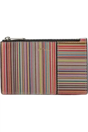 Paul Smith Tilbehør, Dame, Flerfarvet, ONE SIZE, Læder, Multifarvet Stribe Kortholder
