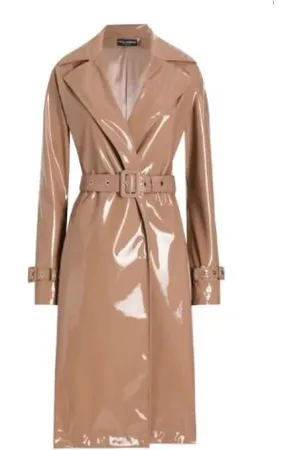 Dolce & Gabbana Frakke, Dame, Brun, XS, Brun bæltet Trench Coat