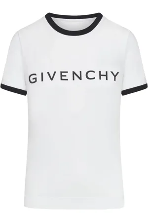 Givenchy Top, Dame, Hvid, XS, Bomuld, Sort Logo T-Shirt Luksus Stil