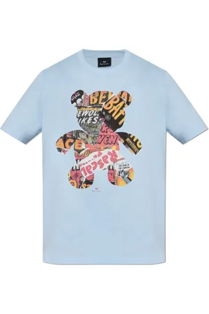 Paul Smith Top, Herre, Blå, 2XL, Bomuld, T-shirt med farverigt tryk
