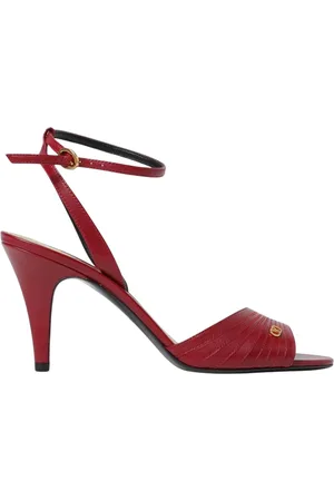 VALENTINO GARAVANI Sko, Dame, Rød, 37 1/2 EU, Læder, Røde Læder Mid Hæl Sandaler