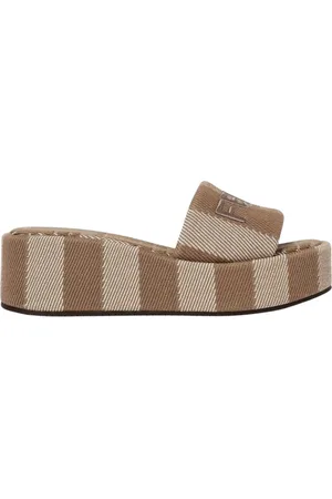 Fendi Sko, Dame, Brun, 36 1/2 EU, Stribet Platform Sandaler