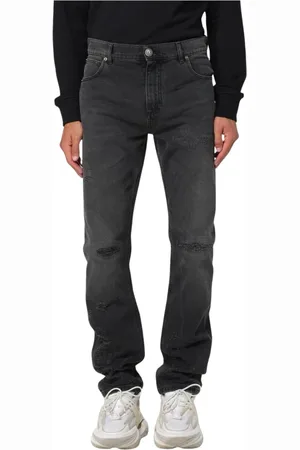 Balmain Jeans, Herre, Sort, W34, Bomuld, Sorte Distressed Jeans til Mænd