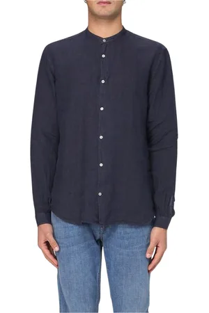 BROOKSFIELD Skjorte, Herre, Blå, 3XL, Linned, Blå Linnedskjorte Mandarin Krave