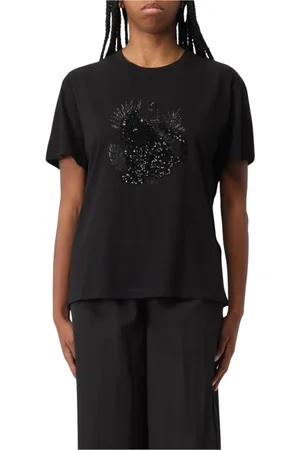 Liu Jo Top, Dame, Sort, M, Uld, Sort Crew Neck T-Shirt Korte Ærmer