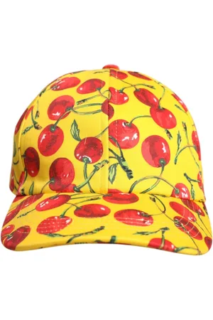 Dolce & Gabbana Tilbehør, Herre, Gul, 58 CM, Bomuld, Kirsebær Print Baseball Cap